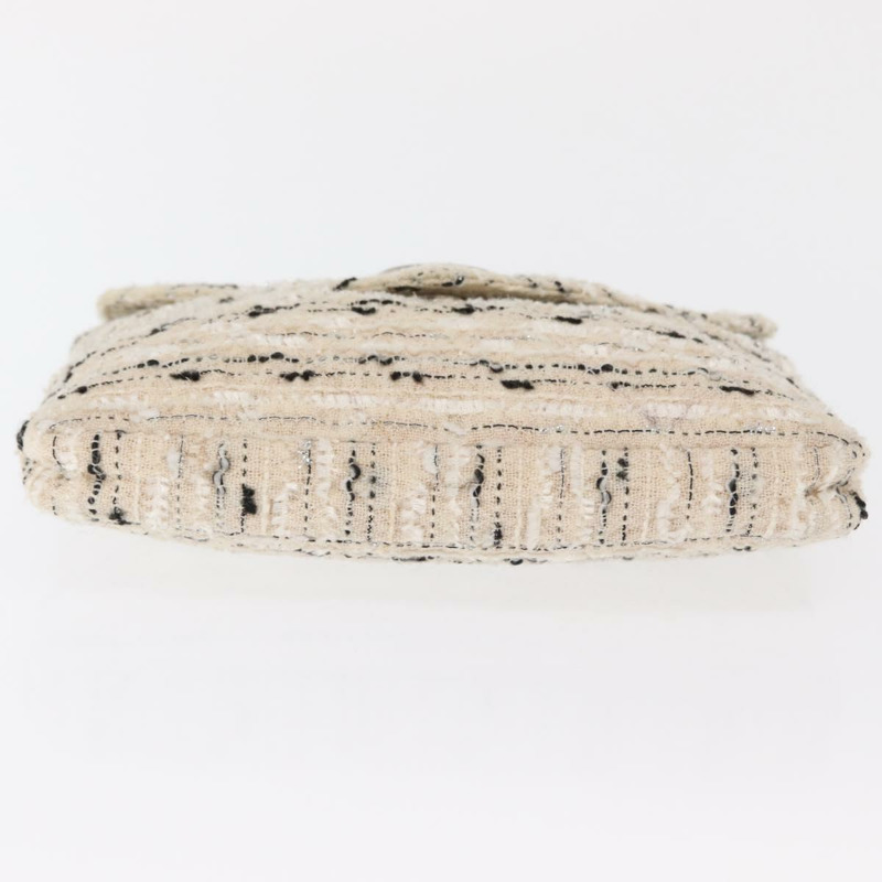 【日本直送】香奈兒鏈條單背包，斜紋軟呢白色銀色雙C標誌，貨號165951SM-4