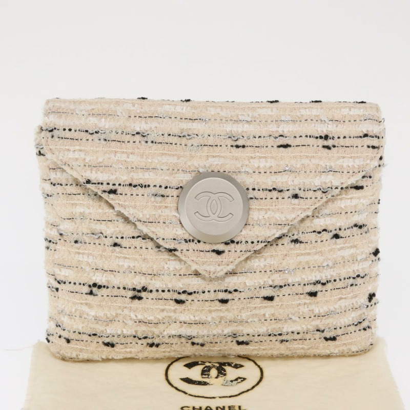 【日本直送】香奈兒鏈條單背包，斜紋軟呢白色銀色雙C標誌，貨號165951SM-11