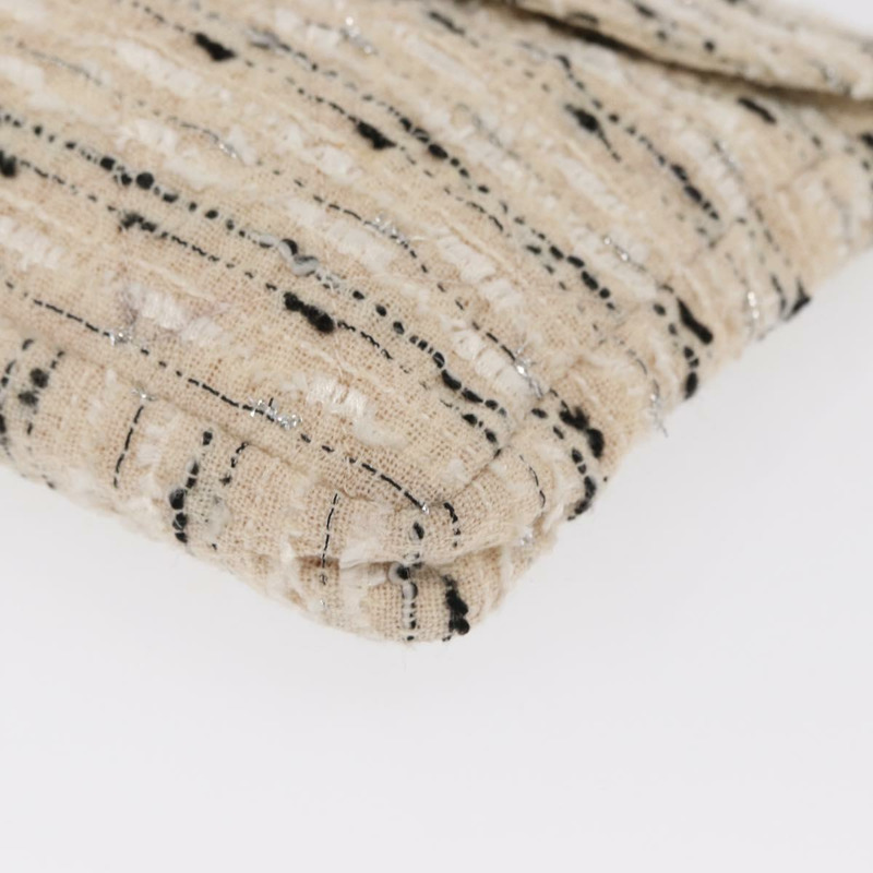 【日本直送】香奈兒鏈條單背包，斜紋軟呢白色銀色雙C標誌，貨號165951SM-15