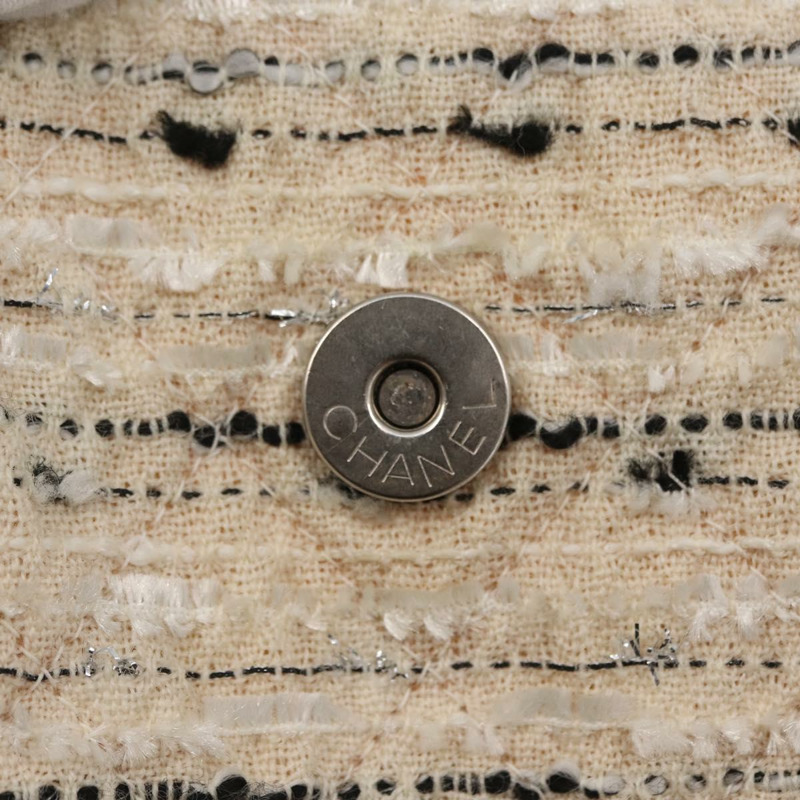 【日本直送】香奈兒鏈條單背包，斜紋軟呢白色銀色雙C標誌，貨號165951SM-21