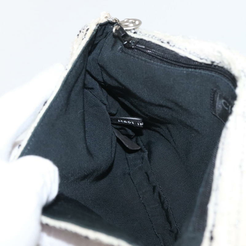 【日本直送】香奈兒鏈條單背包，斜紋軟呢白色銀色雙C標誌，貨號165951SM-24