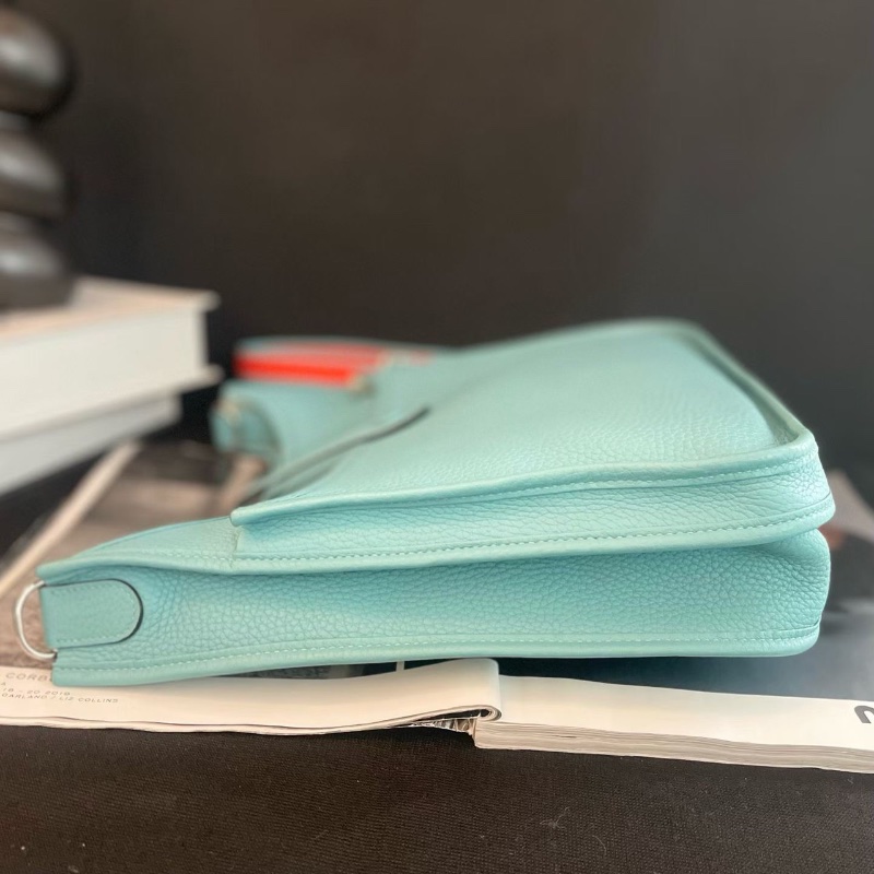 Hermes 銀扣 馬卡龍藍 拼色肩帶 TC皮  29*30*6 98新配件塵袋-4