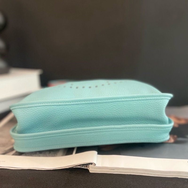 Hermes 銀扣 馬卡龍藍 拼色肩帶 TC皮  29*30*6 98新配件塵袋-5