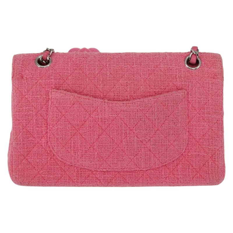 【日本直送】香奈兒 Matelasse25 鏈條肩背包 斜紋軟呢粉紅色 銀色 CC 標誌 正品 162900SM-1