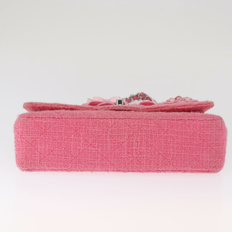 【日本直送】香奈兒 Matelasse25 鏈條肩背包 斜紋軟呢粉紅色 銀色 CC 標誌 正品 162900SM-4