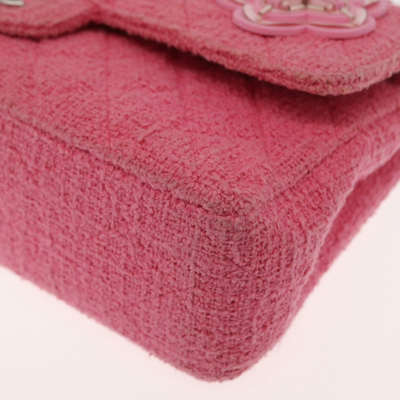 【日本直送】香奈兒 Matelasse25 鏈條肩背包 斜紋軟呢粉紅色 銀色 CC 標誌 正品 162900SM-14