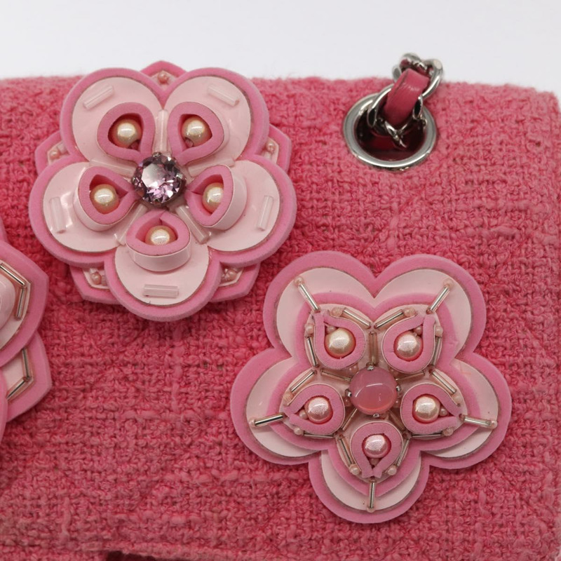 【日本直送】香奈兒 Matelasse25 鏈條肩背包 斜紋軟呢粉紅色 銀色 CC 標誌 正品 162900SM-17