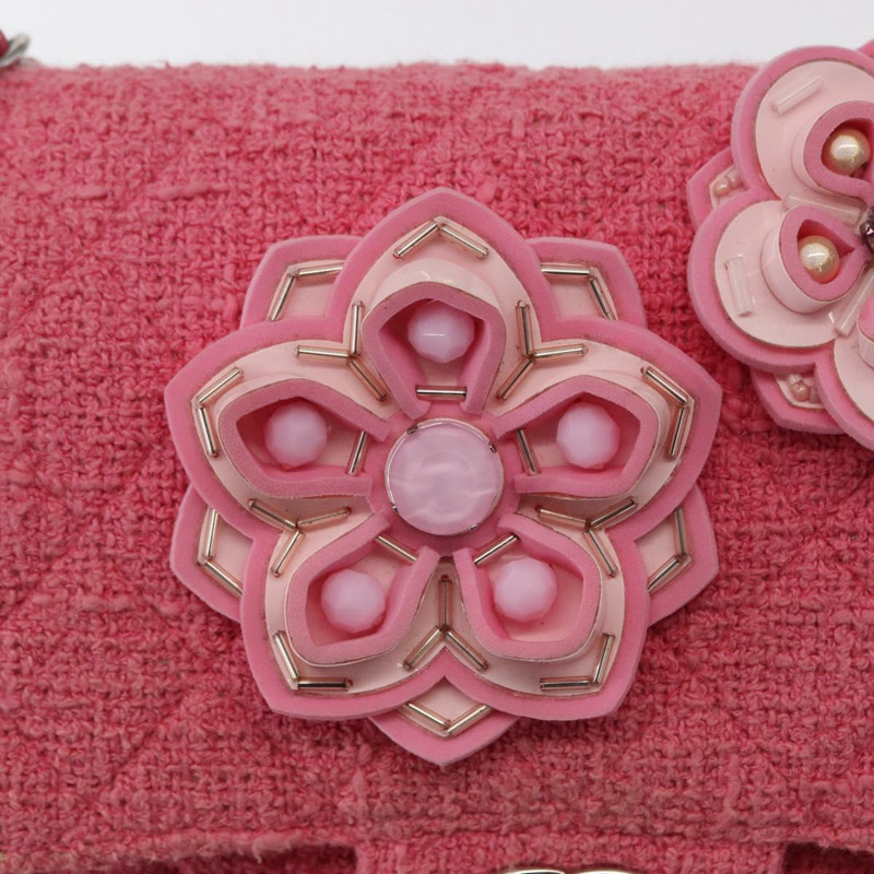 【日本直送】香奈兒 Matelasse25 鏈條肩背包 斜紋軟呢粉紅色 銀色 CC 標誌 正品 162900SM-18