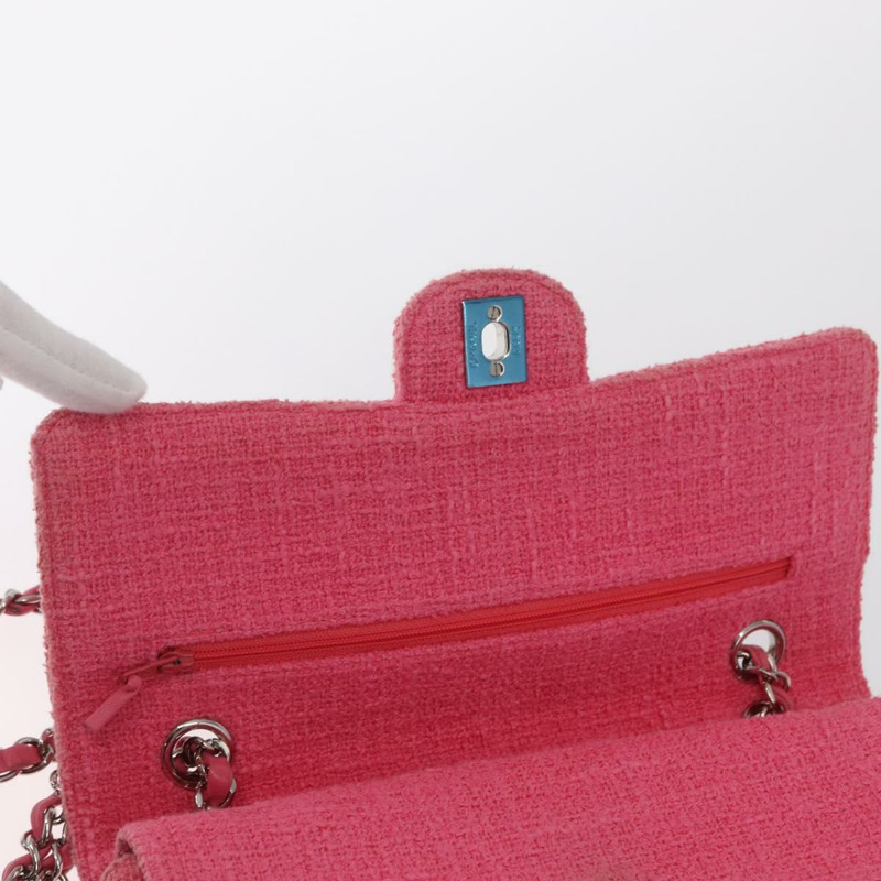 【日本直送】香奈兒 Matelasse25 鏈條肩背包 斜紋軟呢粉紅色 銀色 CC 標誌 正品 162900SM-21