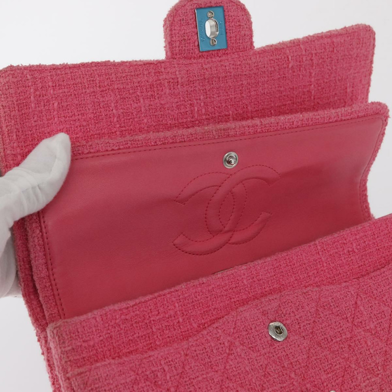 【日本直送】香奈兒 Matelasse25 鏈條肩背包 斜紋軟呢粉紅色 銀色 CC 標誌 正品 162900SM-24