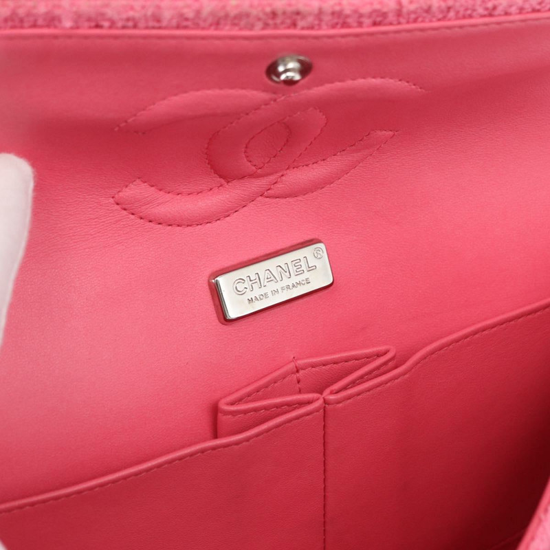 【日本直送】香奈兒 Matelasse25 鏈條肩背包 斜紋軟呢粉紅色 銀色 CC 標誌 正品 162900SM-26