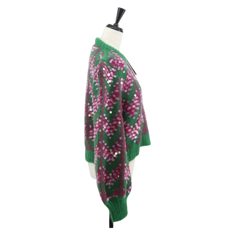 【日本直送】GUCCI 綠色羊毛毛衣 正品 165958M-3