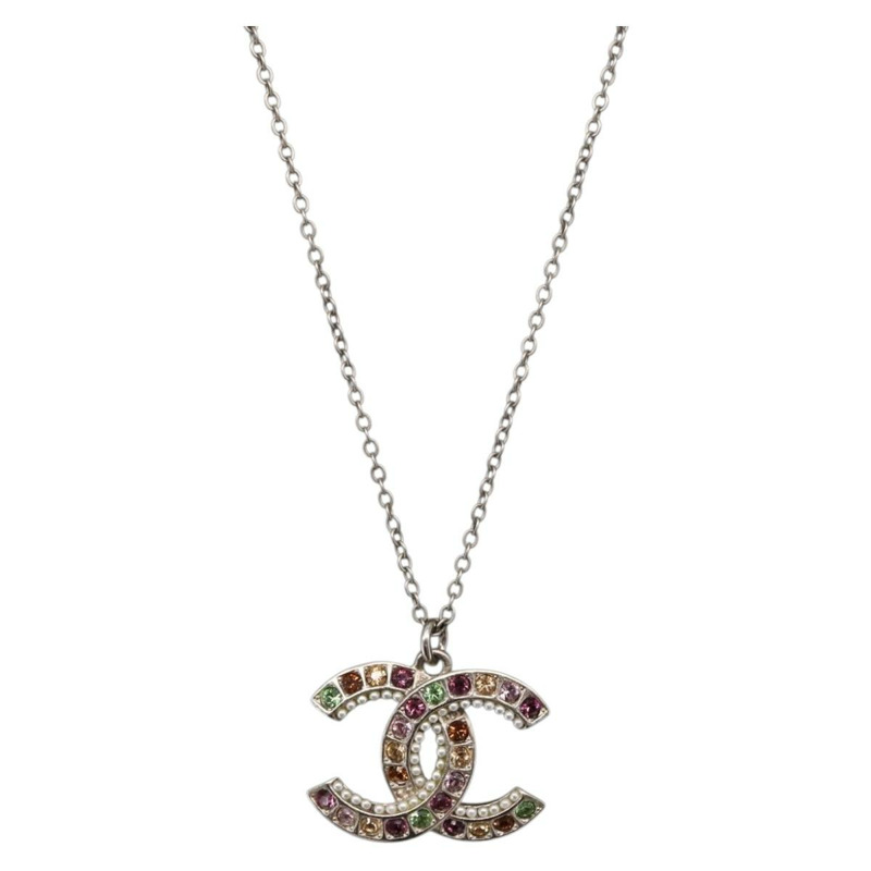 【日本直送】香奈兒 COCO 標誌項鍊，金屬銀色，CC 標誌，貨號 165863SM-0
