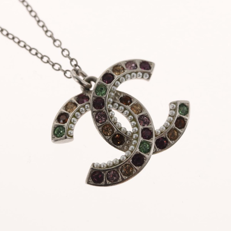 【日本直送】香奈兒 COCO 標誌項鍊，金屬銀色，CC 標誌，貨號 165863SM-2