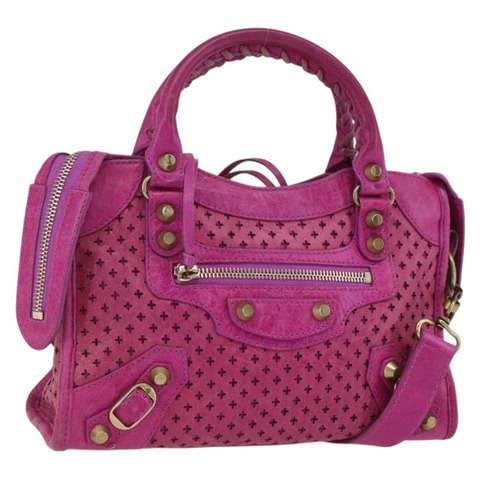 BALENCIAGA 經典迷你都會包 皮革 兩用 粉金配色 300295 正品 163743SAV