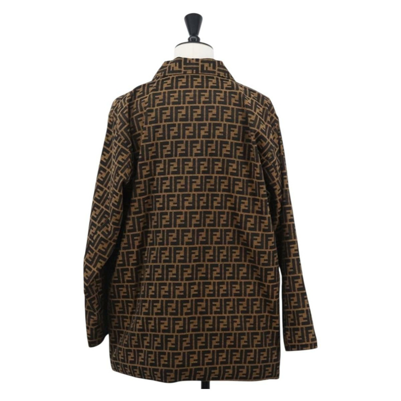 【日本直送】FENDI Zucca 雙面帆布外套 棕色/黑色 正品 163216SAM-1