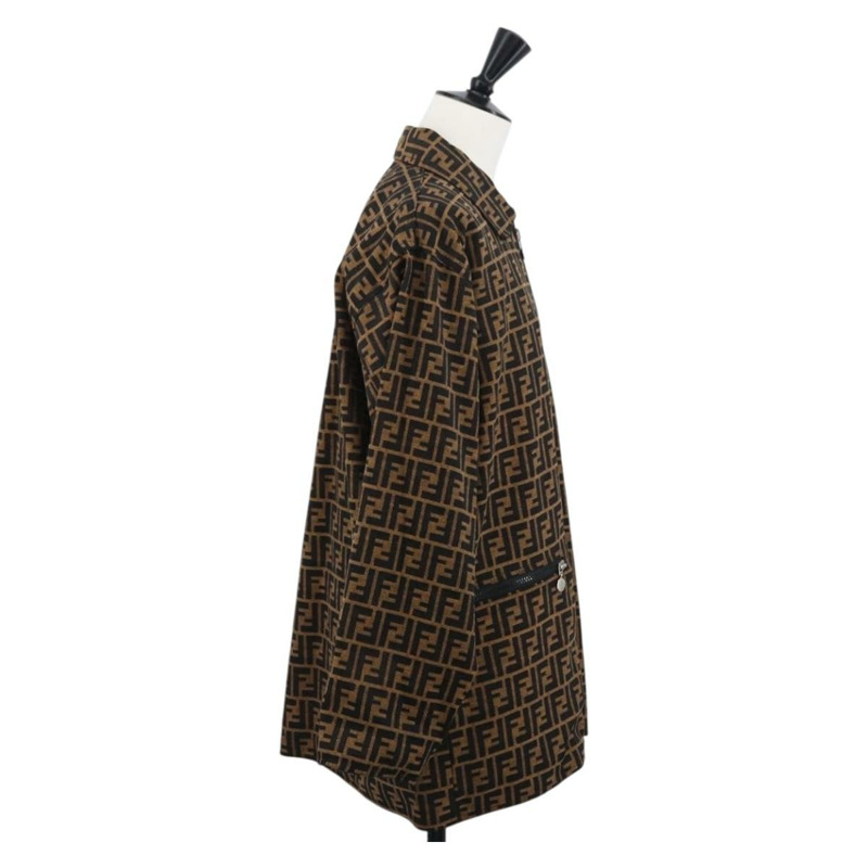 【日本直送】FENDI Zucca 雙面帆布外套 棕色/黑色 正品 163216SAM-3