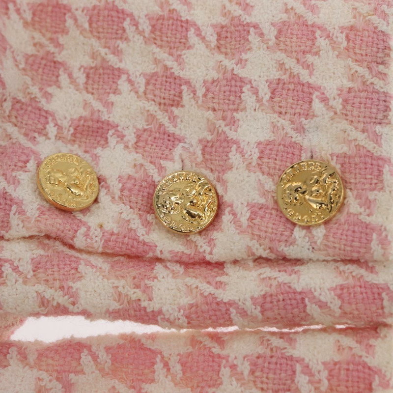 【日本直送】香奈兒粉紅斜紋軟呢外套，CC標誌，貨號163215M-7