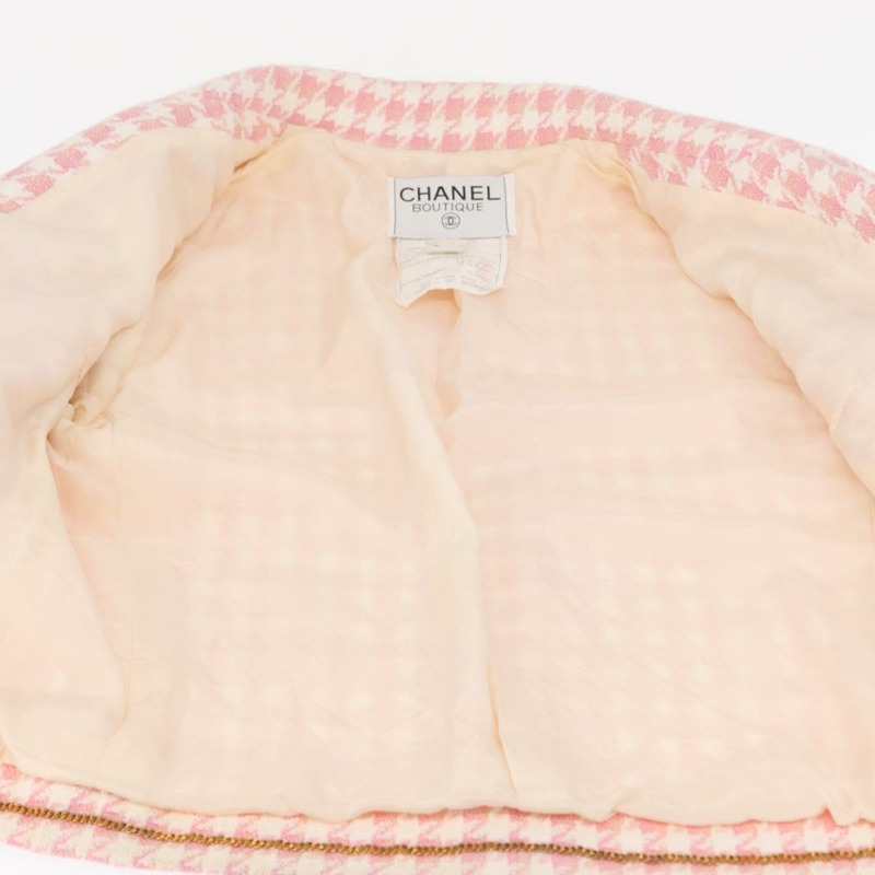 【日本直送】香奈兒粉紅斜紋軟呢外套，CC標誌，貨號163215M-13