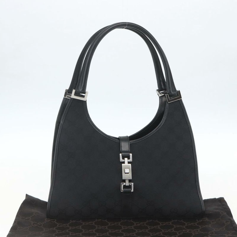 【日本直送】GUCCI GG帆布Jackie肩背包 黑色銀色 01719 正品 165174V-11