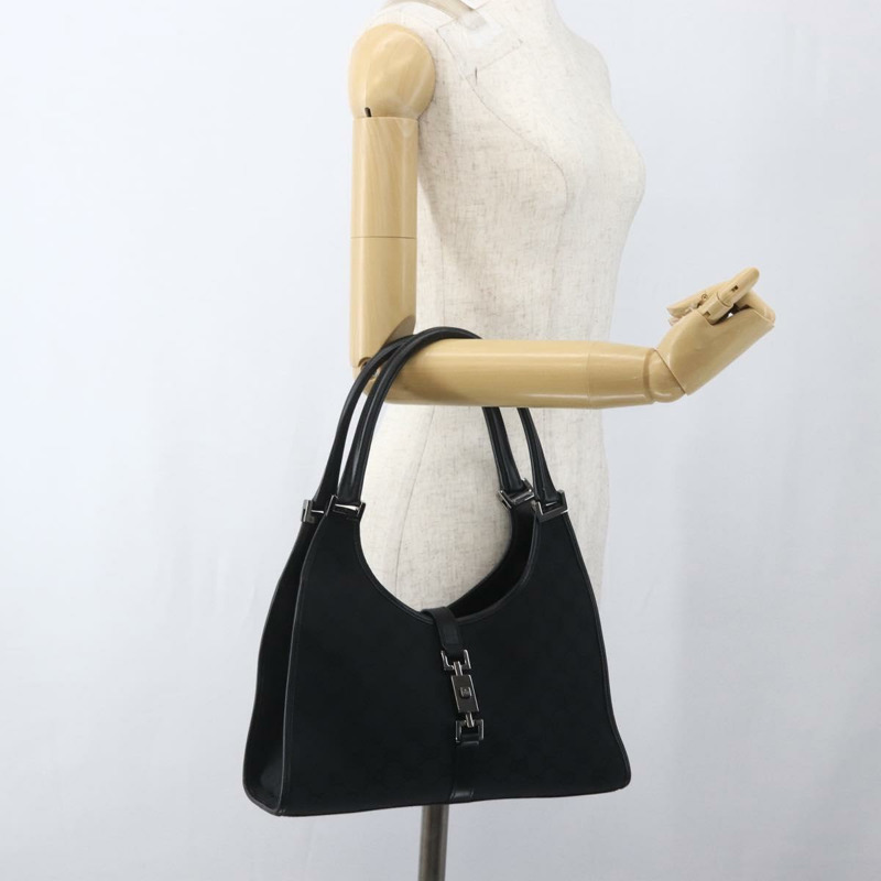 【日本直送】GUCCI GG帆布Jackie肩背包 黑色銀色 01719 正品 165174V-22