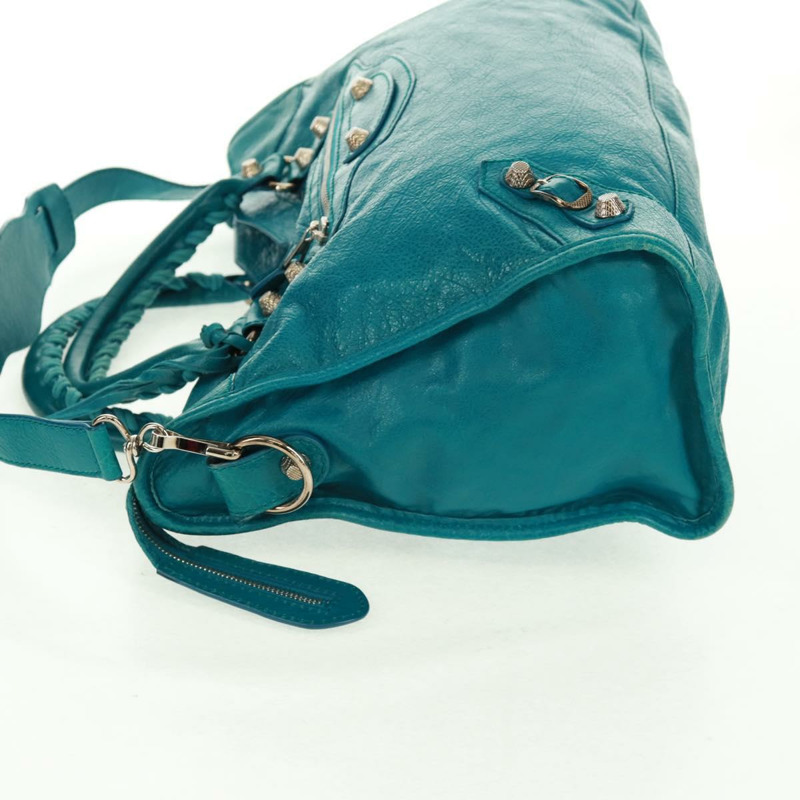 【日本直送】BALENCIAGA The City 手提包 皮革 2way 藍色 銀色 281770 正品 165213SAV-2