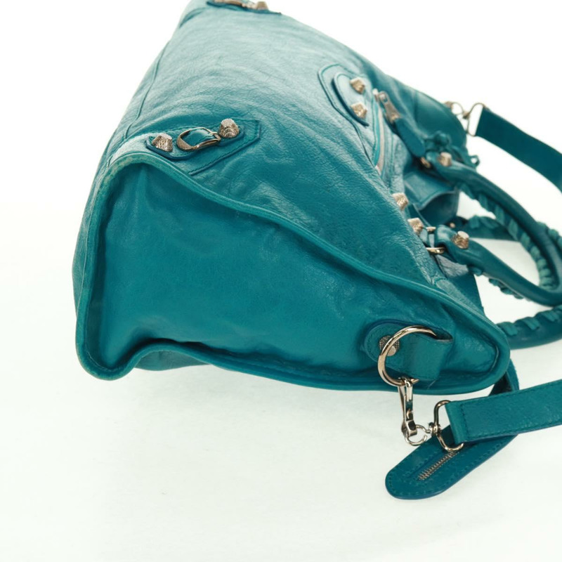 【日本直送】BALENCIAGA The City 手提包 皮革 2way 藍色 銀色 281770 正品 165213SAV-3