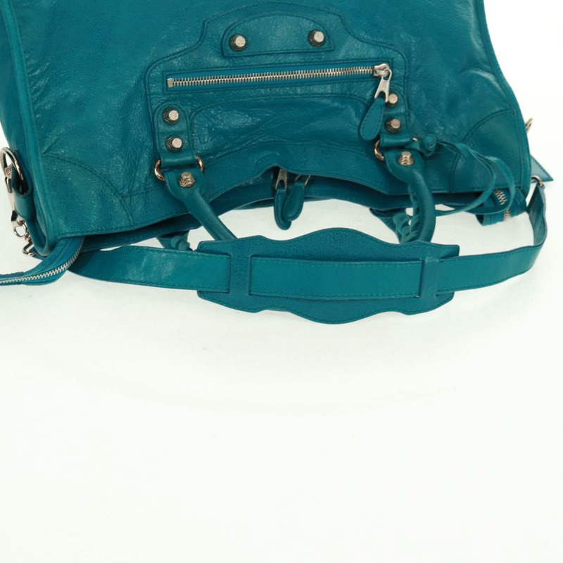 【日本直送】BALENCIAGA The City 手提包 皮革 2way 藍色 銀色 281770 正品 165213SAV-8