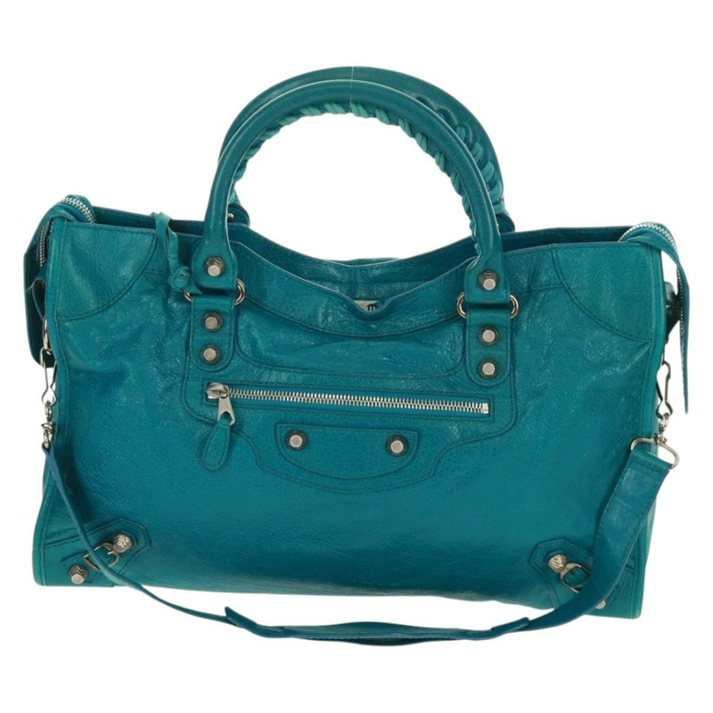 【日本直送】BALENCIAGA The City 手提包 皮革 2way 藍色 銀色 281770 正品 165213SAV-12