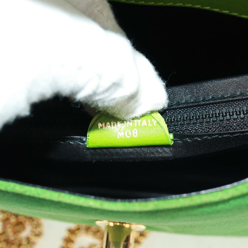 【日本直送】CELINE 鏈條肩背包 麂皮 綠色 金色 正品 168148V-10