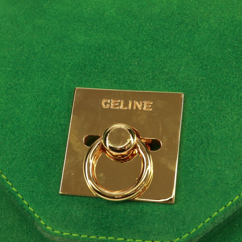 【日本直送】CELINE 鏈條肩背包 麂皮 綠色 金色 正品 168148V-18