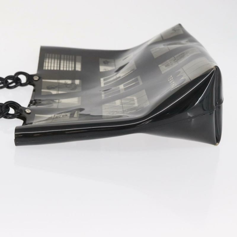 【日本直送】香奈兒 Window Line 鏈條手提包 黑色乙烯基材質 CC 正品 168757-3