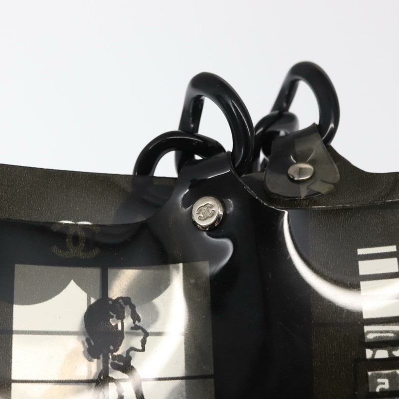 【日本直送】香奈兒 Window Line 鏈條手提包 黑色乙烯基材質 CC 正品 168757-9