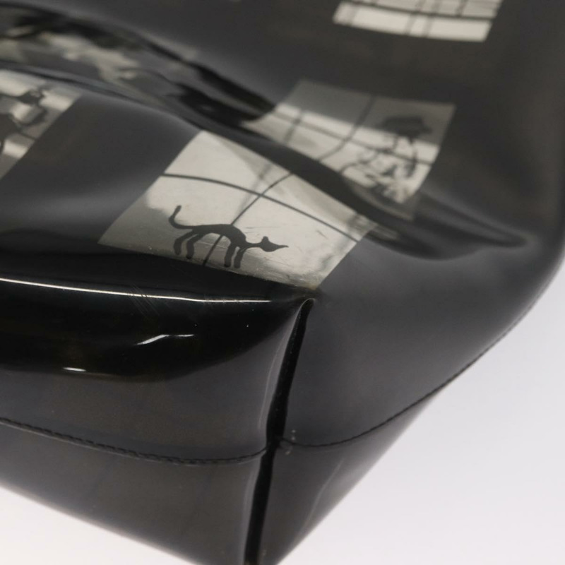 【日本直送】香奈兒 Window Line 鏈條手提包 黑色乙烯基材質 CC 正品 168757-15