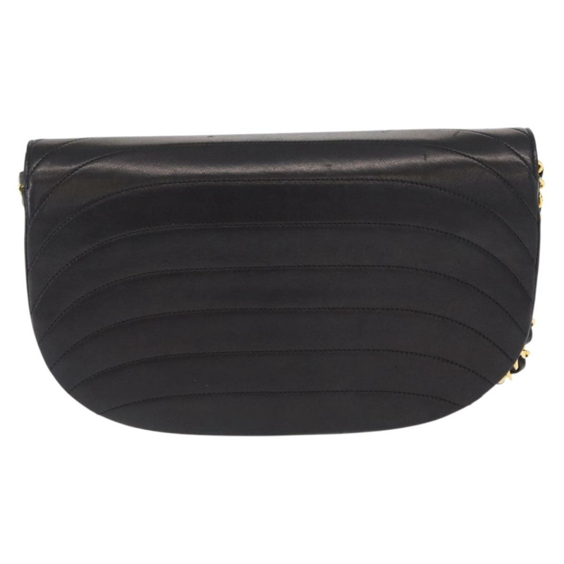 【日本直送】香奈兒半月形鏈條肩背包，羊皮材質，黑色，金色雙C標誌，正品編號168431-1