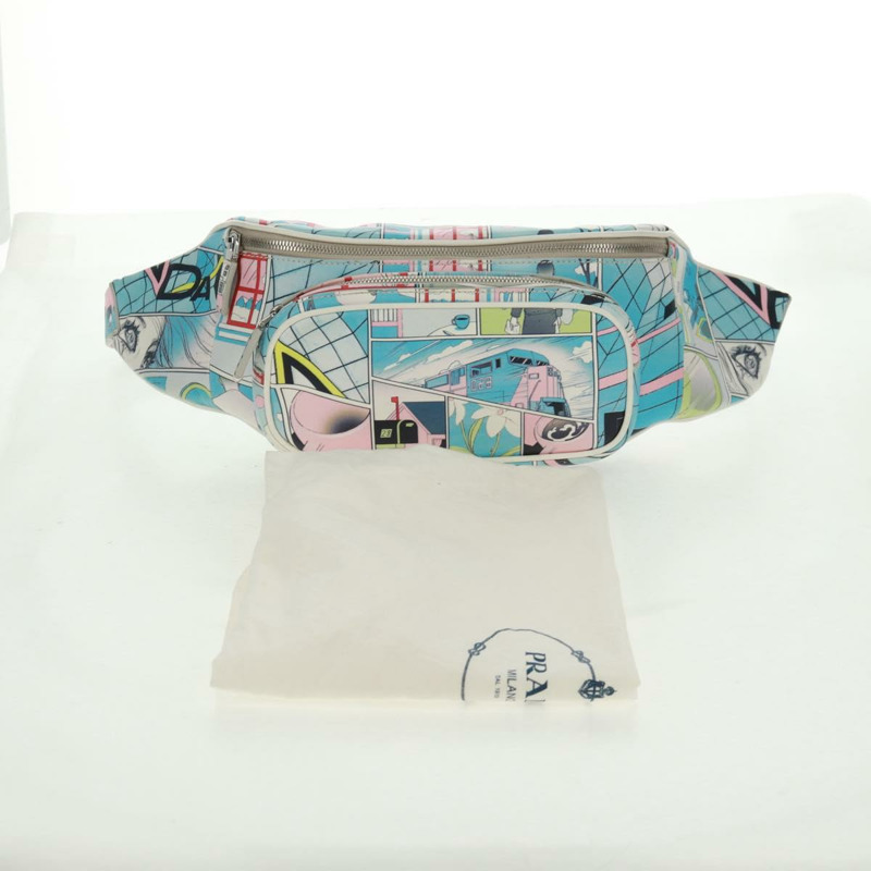 【日本直送】PRADA 皮革斜背包 淺藍色 銀色 正品 168150V-11