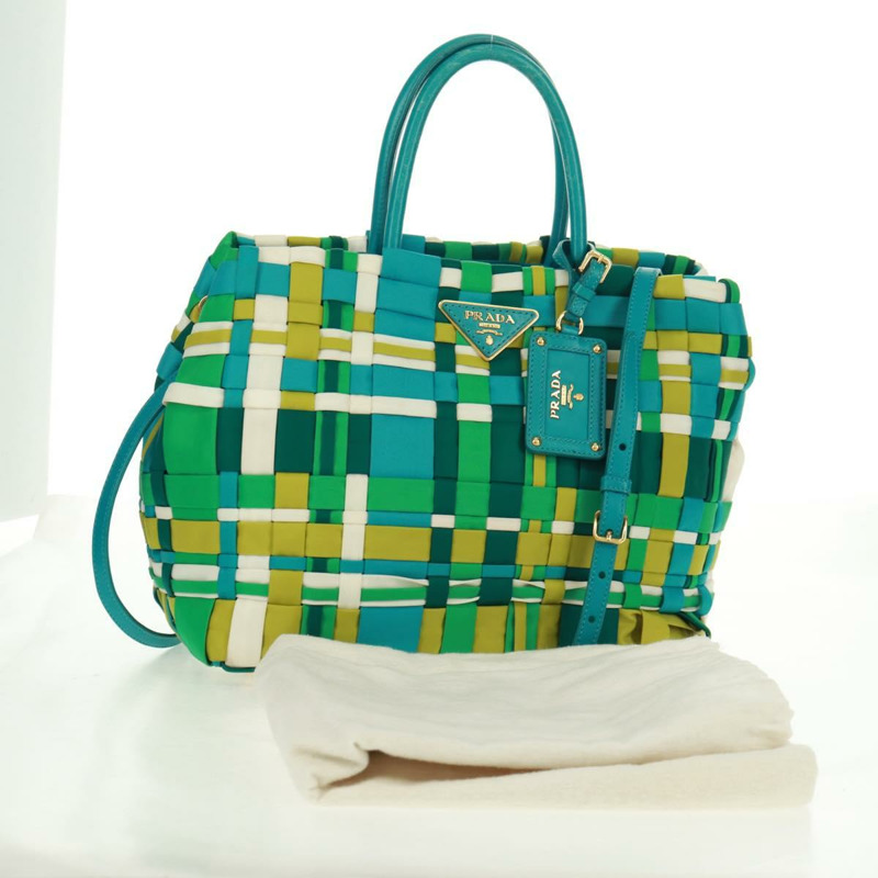 【日本直送】PRADA 尼龍雙肩手提包 綠色金色 正品 168145V-11
