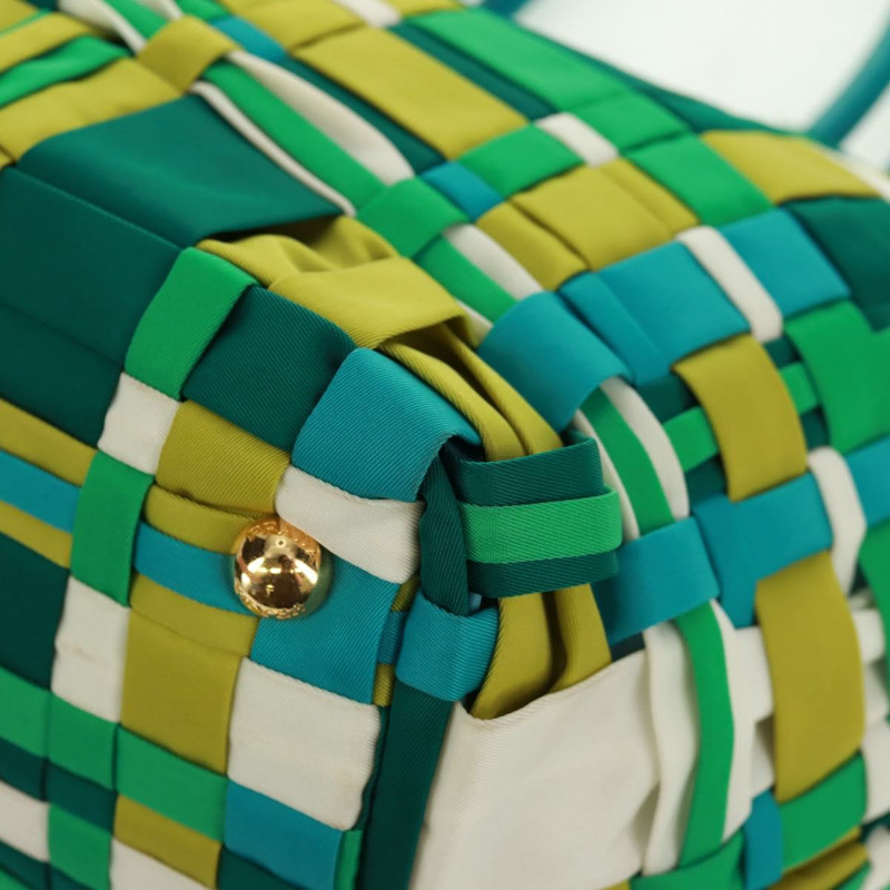 【日本直送】PRADA 尼龍雙肩手提包 綠色金色 正品 168145V-16