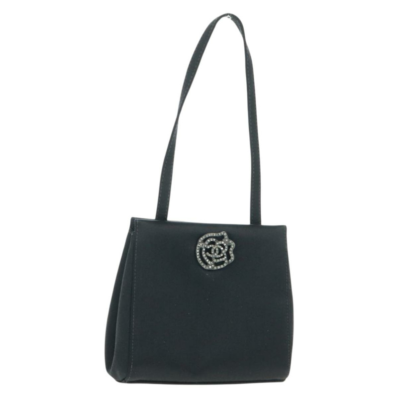 【日本直送】香奈兒山茶花手提包 黑色緞面 CC 正品 168015V-0
