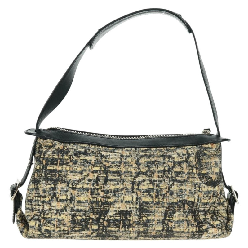 【日本直送】香奈兒斜紋軟呢米色單肩背包 CC Auth 168136V-1