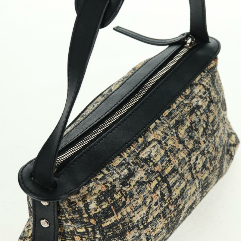 【日本直送】香奈兒斜紋軟呢米色單肩背包 CC Auth 168136V-5