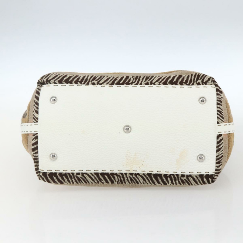 【日本直送】FENDI Celeria 手提包 帆布 米色 銀色 正品 168372V-4