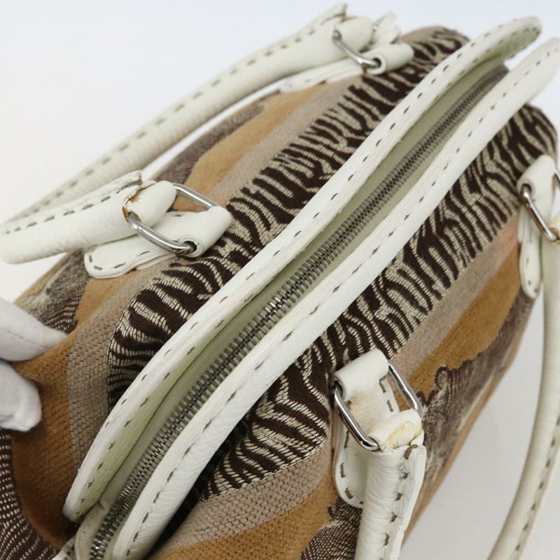 【日本直送】FENDI Celeria 手提包 帆布 米色 銀色 正品 168372V-5