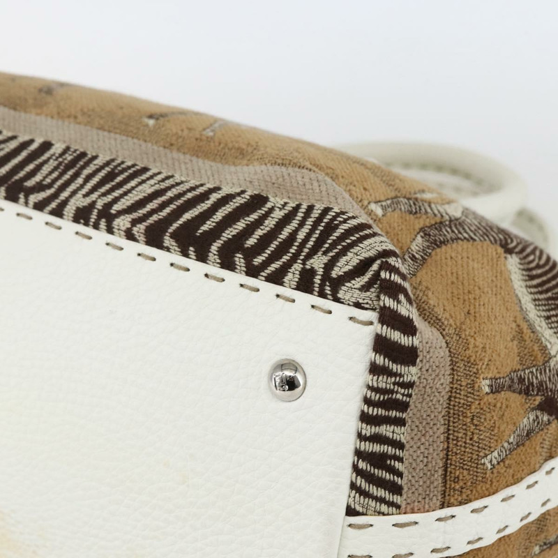 【日本直送】FENDI Celeria 手提包 帆布 米色 銀色 正品 168372V-7