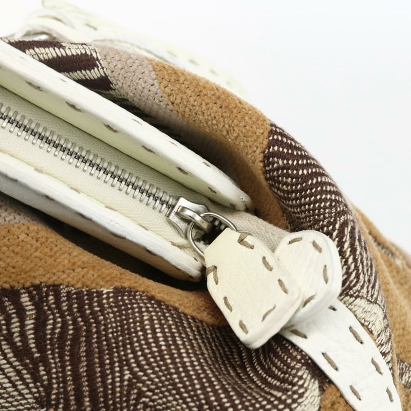 【日本直送】FENDI Celeria 手提包 帆布 米色 銀色 正品 168372V-8