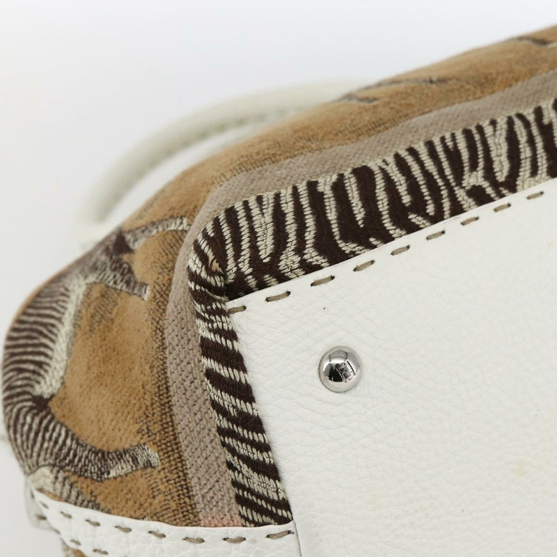 【日本直送】FENDI Celeria 手提包 帆布 米色 銀色 正品 168372V-14