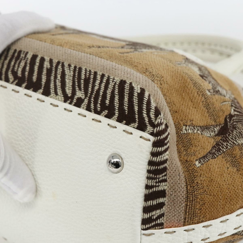 【日本直送】FENDI Celeria 手提包 帆布 米色 銀色 正品 168372V-15