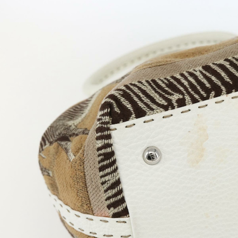【日本直送】FENDI Celeria 手提包 帆布 米色 銀色 正品 168372V-16