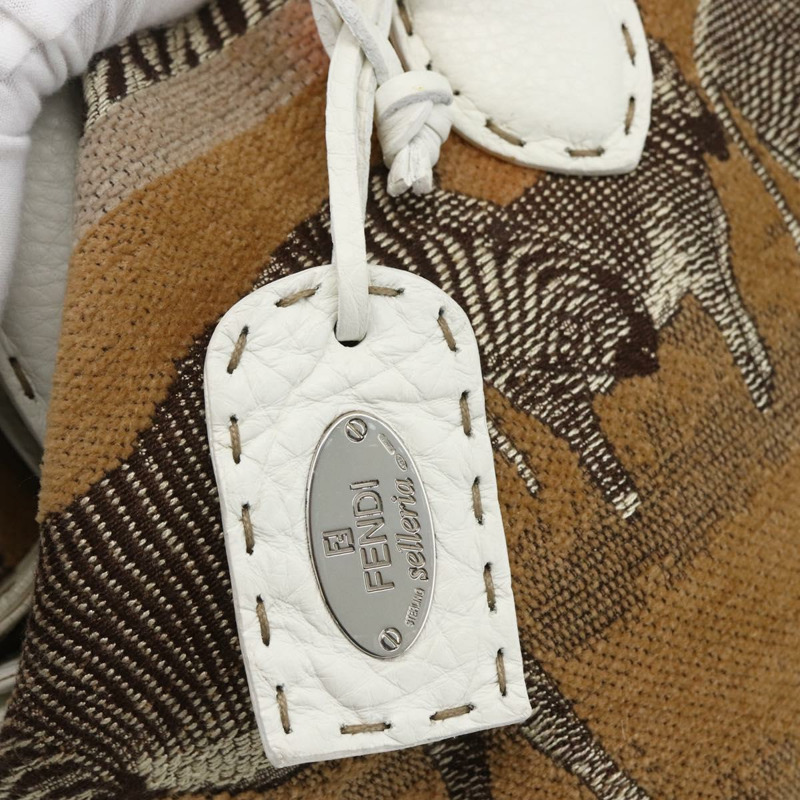 【日本直送】FENDI Celeria 手提包 帆布 米色 銀色 正品 168372V-17