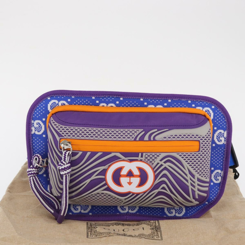 【日本直送】GUCCI 紫色銀色尼龍腰包 752102 正品 bs32891V-11